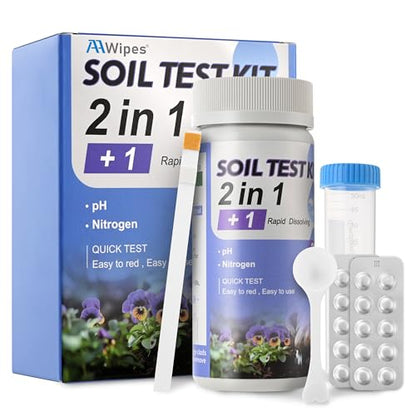 AAwipes Soil Test Kit pH & Nitrogen Tester for Garden Vegetable Nutrients Lawn Indoor & Outdoor 20 Strips (J03)