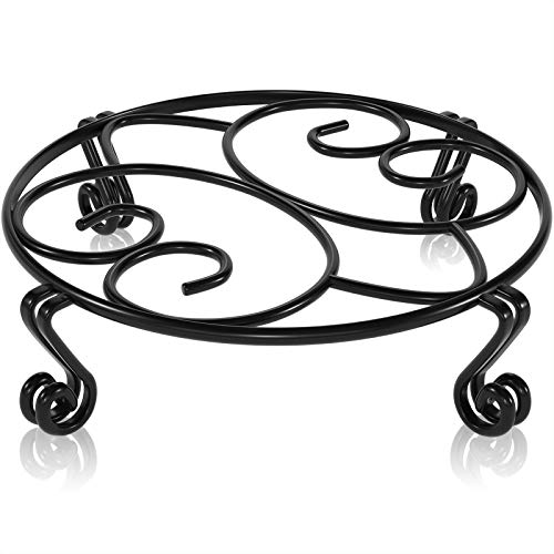 Yimobra Original Patented Plant Stand for Flower Pot Heavy Duty Potted Holder Indoor Outdoor, Metal Rustproof Iron Garden Container Round Supports Rack for Planter, Black, 11.8 Inches - color: Black, size: 11.8 x 3.1 inches