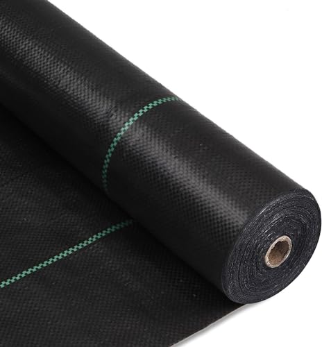 4ftx100ft Weed Barrier Landscape Fabric Heavy Duty, Weed Gardening Ground Cover Mat, Weed Control Garden Cloth, Woven Geotextile Fabric for Underlayment, Commercial Driveway Fabric, Black - size: 4ftx100ft