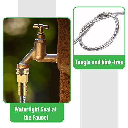 UNCO- Metal Garden Hose, 10 Feet Stainless Steel No Kink, Durable Flexible - color: Silver, size: 10 ft