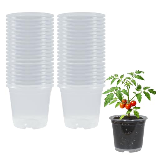 40 Pack 7 Inch Clear Nursery Pots with Drainage Plant Pots for Plants Transparent Potting Containers for Plants Seeding Starter Pot(Clear, 7 Inch 40 Pcs) - color: Clear, size: 7 Inch 40 Pcs