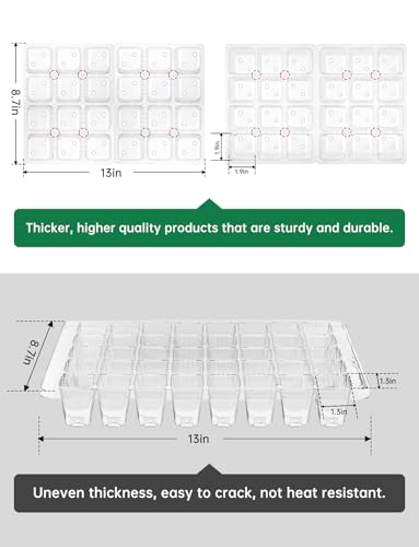 Large Seed Starter Trays with Heat Mat, Seed Starter Kit with 48 Full Spectrum LEDs, 24 Large Cells Seed Germination Kit with Adjustable Humidity Vents for Indoor Plants Seeds Starting - size: L×1 with Heat Mat