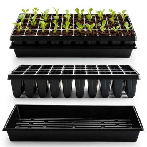 RooTrimmer 10 Pack 1020 Seed Starter Trays and 10 Pcs 40 Cell Plug Trays, Thick Durable Seedling Plastic Nursery Tray for TD542 1020 Tray Germination (10 Sets) - size: 40 Cells