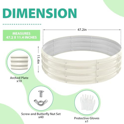 12 Inch Tall 48 Inch Diameter Round White Raised Garden Bed Kits Outdoor - color: Cream White, size: 48 Dia X 12 inches