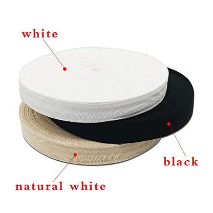 Natural Cotton Twill Tape 50 Yards 1 Inch Bunting Bias Tape Herringbone Webbing Tape Roll for Apron Sewing Dressmaking Craft (Black) - color: Black, size: 1inch