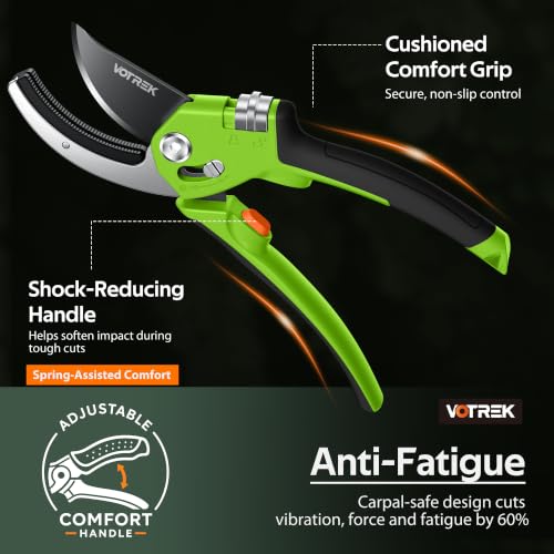 Anvil Pruning Shears, 3/4" Cut Capacity Garden Clippers Heavy Duty - color: Green