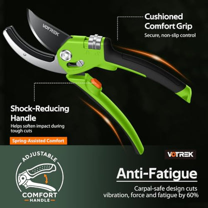 Anvil Pruning Shears, 3/4" Cut Capacity Garden Clippers Heavy Duty - color: Green