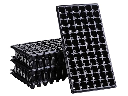 72 Cell Seed Starter Tray, 10 Pack Seed Trays with Drain Holes — 2.2 Inch Deep Seedling Plug Insert for Germination Propagation, 720 Cells, 21 x 11.5 Inches, Black