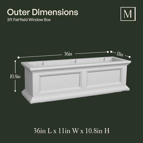 Mayne Fairfield 36in Self-Watering Rectangular Window Box Planter, Gray - color: Graphite Grey, size: 36in