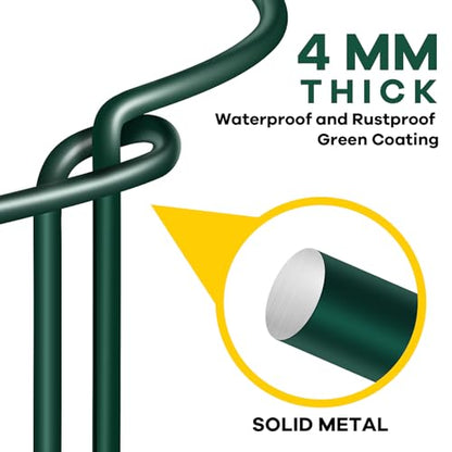 12 Pack Plant Support Stakes, 10" Wide x 16" High Half Round Metal Peony Cages and Support, Green Garden Plant Stake Plant Support Ring Border for Peony Tomato, Hydrangea, Flower Indoor Outdoor