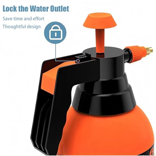 3-Pack Hand Pump Sprayer 2L (1/2 Gallon) with Adjustable Brass Nozzle, Handheld Pressure Spray Bottle for Garden Watering & Household Cleaning - color: Orange Red