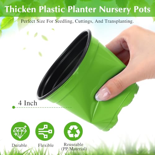 Havawish 150 Pcs 4 Inch Nursery Pots with Drainage Holes, Green - color: Green
