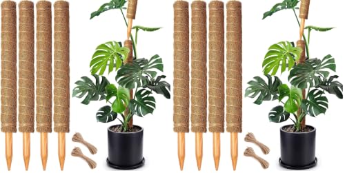 8 Pack 22 Inch Moss Poles, Stackable Moss Pole for Plants Monstera, 70 Inch Tall Moss Poles for Climbing Plants Indoor, Coir Totem Plant Support Stakes Stand for Potted Plants, Pothos - size: 8 pack 22in