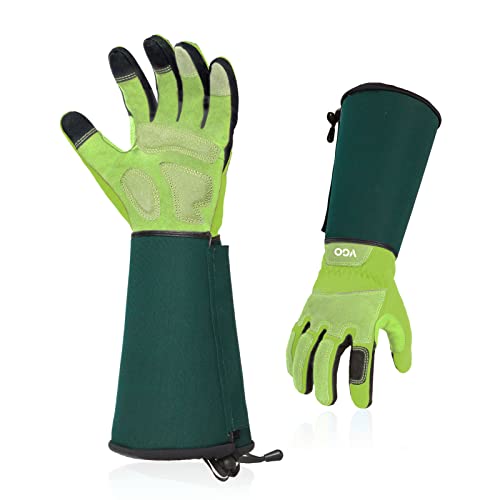 Vgo... Gardening Gloves Ladies,Safety Work Gloves,Long Sleeves Gauntlet,Puncture Proof,Touchscreen(Size M,Light green,SL7477) - color: 1 Pair - Spring Green, size: Women's Medium