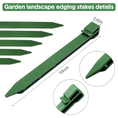 Mudder 50 Pcs Plastic Landscape Stakes Edging Spikes for Garden,Green - color: Green
