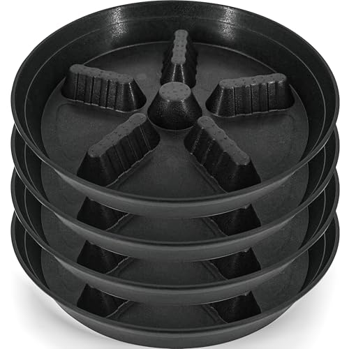 4 Pack Plant Saucer 12 inch, 8 10 14 17 inch, Plant Stand Plastic Plant Saucers for Indoors Outdoor, Heavy Duty Flower Saucers for Potted Plants, Pot Saucers for Plants, Grow Bags Saucers - color: Black, size: 12"-4 Pack