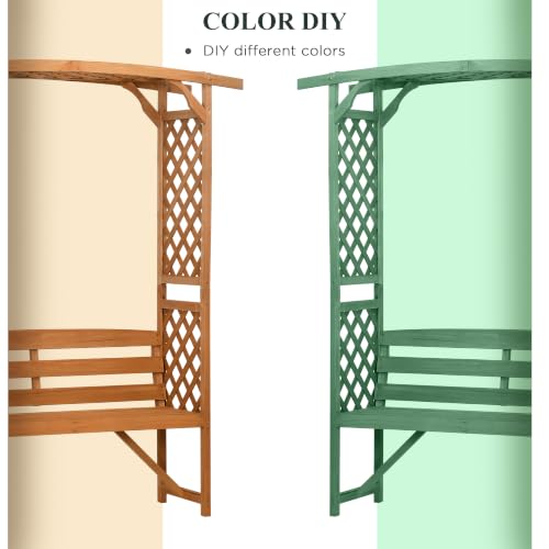 Outsunny Patio Garden Bench Arbor Arch with Pergola 2 Trellises Seat Brown