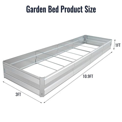Galvanized Raised Garden Bed Kit, 10.9x3x1FT Metal Raised Garden Beds for Vegetables - size: 10.9*3*1FT