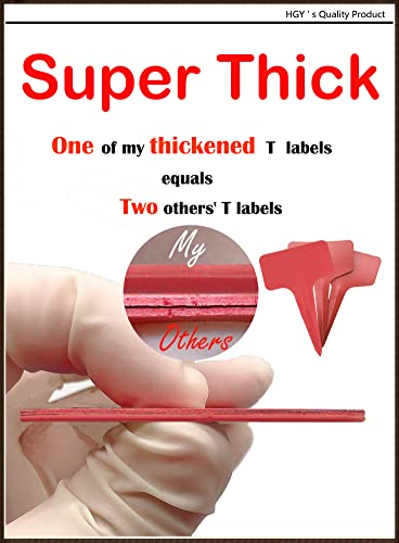 DaTpuik Red Thick Plant Labels Plastic Plant T-Type Tags Nursery Garden Labels 100 Pcs - color: Red T Label, size: 4 inch