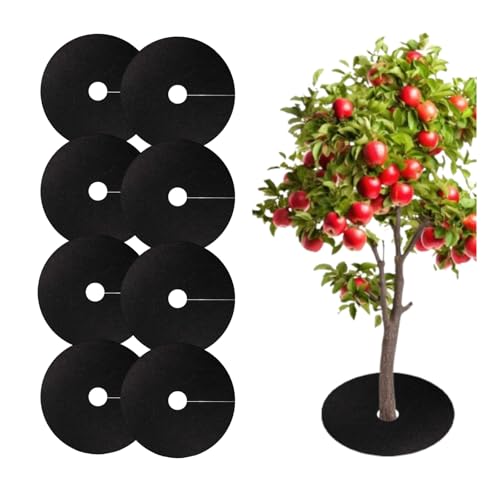 8 Pack 20.5 Inch Non-Woven Tree Mulch Ring - Degradable Tree Protector Mat, Round Anti Grass Gardening Landscaping Fabric Cover, Reusable Tree Weed Barrier Mat for Weed Control Root Protection (8pcs) - color: 8pcs