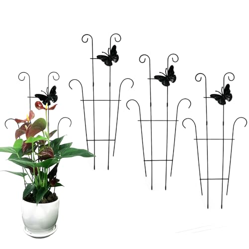 23 Inch Plant Trellis for Potted Plants, Sturdy Metal Houseplant Trellis for Climbing Plants Indoor Outdoor, Rust-Resistant Plant Support for Monstera Pothos Ivy, 4 Pack (4, 23inch) - size: 23inch