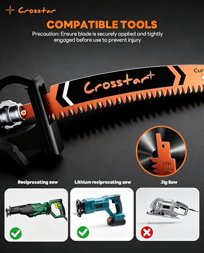 Crosstar 5 Pack Arc Edge Reciprocating Saw Blades,12inch 6TPI,Wood Pruning - size: 5pcs 12in