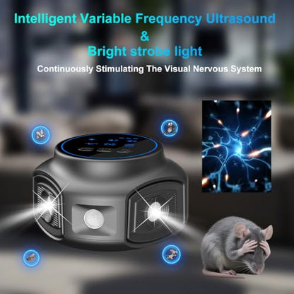 Rodent Repellent Ultrasonic Plug in, Mice Repellent Indoor, Ultrasonic Pest Repeller with 360° Coverage for Rats, Squirrels, Spider, Pest Control Device for House, Attic, Kitchen, Garage