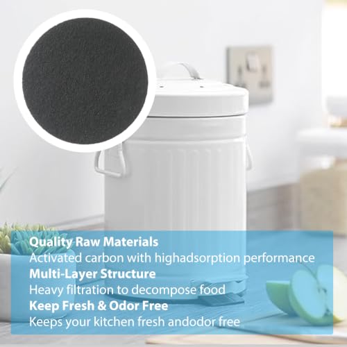 6.7inch Charcoal Filters Fit for Kitchen Compost Bin Pail Replacement Filter Countertop Home Bucket Refill Sets, Round, 12Pcs