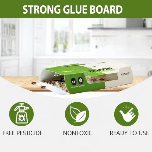 Cockroach Glue Traps with Natural Food Bait, Sticky Roach & Bug Traps, Strong Adhesive Insect Catcher for Cockroaches, Spiders, Crickets & Scorpions, Non-Toxic, Odorless, 20 Pack