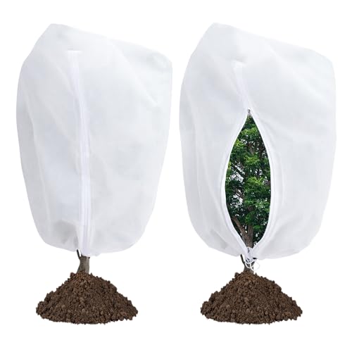 Garutom 2-Pack Plant Covers Freeze Protection 78" x 89" 2.2 oz, Frost Cloth Plants Jacket Drawstring Tree Cover for Outdoor Plants, Shrub Potted Plants Winter - size: 78"W x 89"H / 2Pack