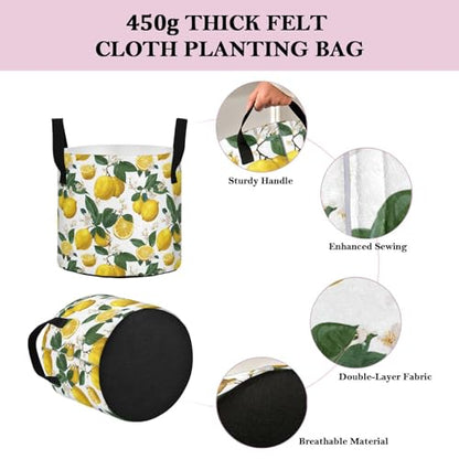 7 Gallon Grow Bags 1 Pack Plant Fabric Pots Flower Nursery Garden Vegetable Small Plant Pot 14.2 x 9.8 in Large Indoor Planter with Handles Lemon Branch Flower - color: Lemon Branch Flower, size: L14.2x9.8in
