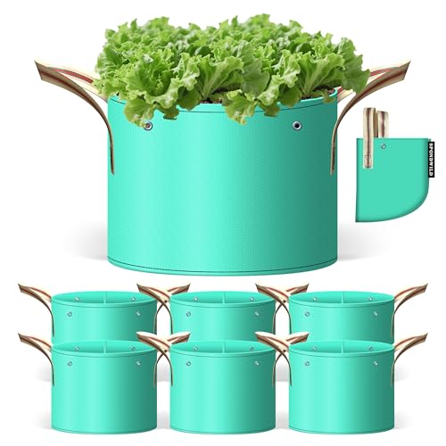 7 Pcs 25 Gallon Grow Bags, PE Garden Pots with Handle for Plants - size: 25 gallon, style: PE_Grow_Bags