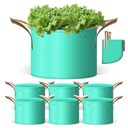 7 Pcs 25 Gallon Grow Bags, PE Garden Pots with Handle for Plants - size: 25 gallon, style: PE_Grow_Bags