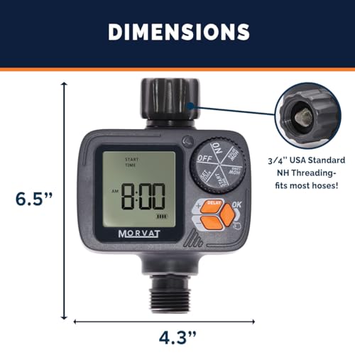 Morvat Programmable Outdoor Garden Hose Sprinkler Timer with Rain Delay