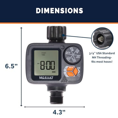 Morvat Programmable Outdoor Garden Hose Sprinkler Timer with Rain Delay