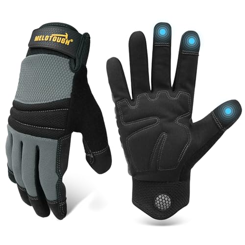 MELOTOUGH Work Gloves for Men Women,Safety Work Gloves for Mechanic,Garden,Yard,Warehouse,Touch Screen Working Gloves - color: Black (1 Pair), size: XX-Large