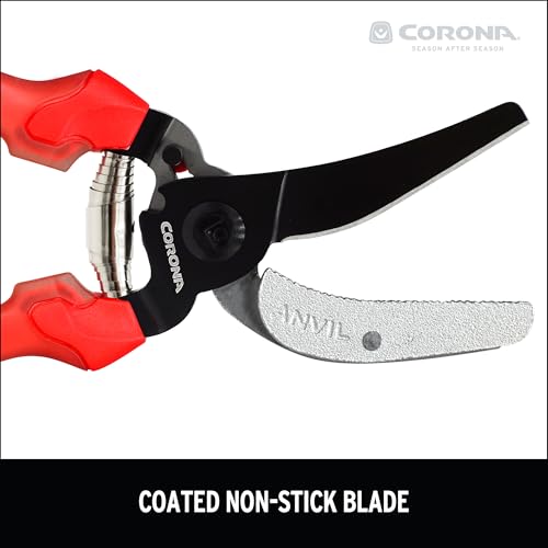 Corona AP 3334 Non-stick Steel ComfortGEL Anvil Hand Pruner - 3/4 inch Cut Capacity Stem and Branch Garden Shears, Red