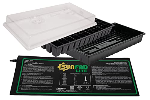 SUNPACK Complete Indoor Seed Starting System Tray with Dome and Heat Mat, Multicolored, 11" x 21"
