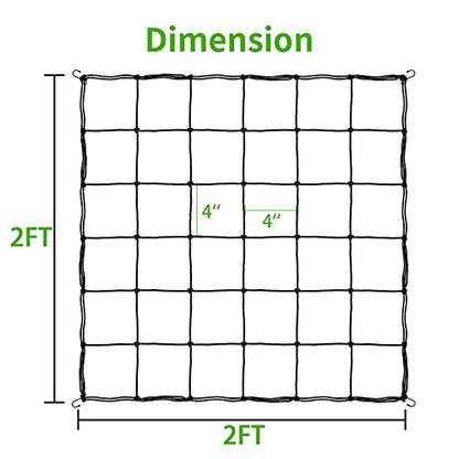 iPower 3x3FT Elastic Trellis Netting, Heavy-Duty Plant Net with Hooks, Flexible Hydroponics Support for Indoor Plants, Gardening, Vegetables, Black
