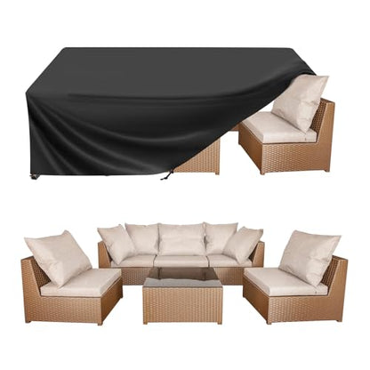 BALEINE Patio Furniture Covers Waterproof, Heavy Duty Outdoor Table Cover - color: Black, size: 90"L×62"W×28"H
