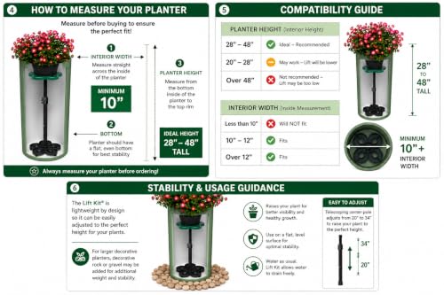 Lift Kit Planter Insert XL Tall Column Plant Riser Fill Bottom of Tall Flower Pots and XL Plant Containers | Indoor and Outdoor (20-34" Rise, 10" Base, 10" Top) - size: XLTall Column Lift: 21-34" Rise, 10" Base, 10" Top