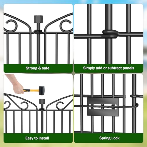 12 Panel No Dig Decorative Garden Fence with Gate 36" H x 24.1'L for Dogs - size: 36 in(H) X 24.1 ft(L)