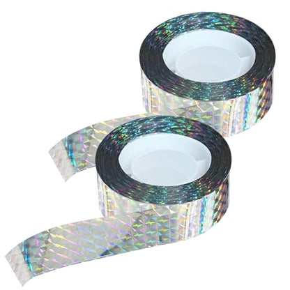 Bird Scare Reflective Tape, 295 Feet (2 Rolls), Double-Sided Reflective, for Repelling Sparrows and Woodpeckers, Suitable for Outdoor Use in Homes, Gardens, Farms, Orchards,Outdoor - size: 295 Ft*2