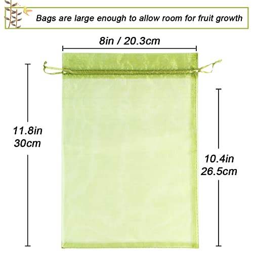 HRX Package 100pcs Mesh Fruit Protection Bags 8x12 in for Gardeners (Green) - size: 8x12 inches