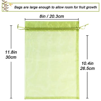 HRX Package 100pcs Mesh Fruit Protection Bags 8x12 in for Gardeners (Green) - size: 8x12 inches
