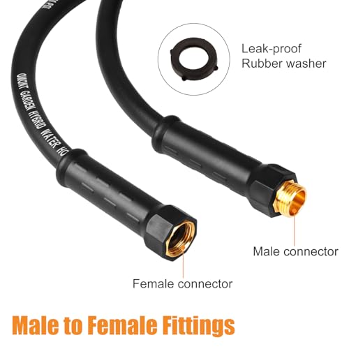 Garden Hose 50ft Heavy Duty Water Hose with 10 Function Spray Nozzle, Flexible and Durable, Lightweight Rubber Hybrid Hose, Leak-Free Connections, Male to Female Brass Fittings for Garden, Lawn, Yard - size: 50ft