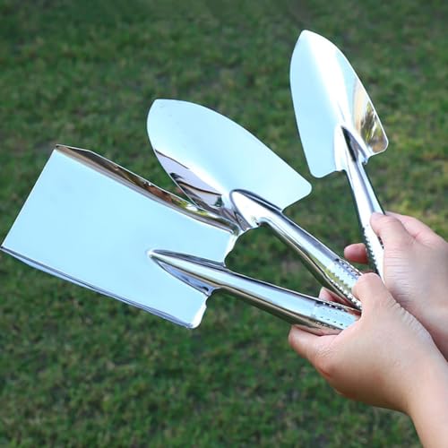 Stainless Gardening Shovel 3Pcs Set,Heavy Duty One-Piece Small Garden Trowel Hand Shovel Gardening Tools for Planting, Digging, Weeding, Moving and Smoothing, Gardening Gifts for Women