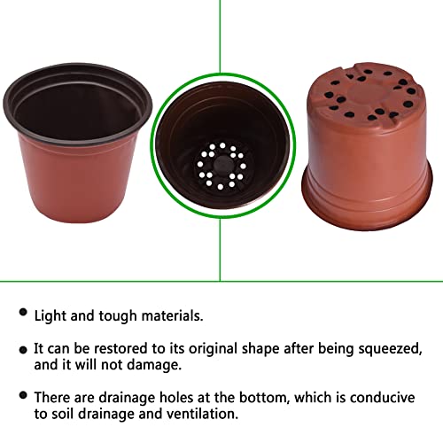 HOSTIC 7.4 Inch Nursery Pot Seedling Pot Plant Container Seed Starting Pots Multipurpose Plastic Pots 100 Packs - size: 7.4 Inch