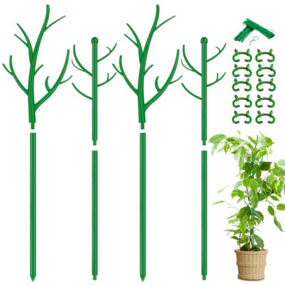 SupKing 8 pcs Adjustable Monstera Plant Support Garden Stakes Stackable Branch Plant Stakes for Indoor Plants, Vine, Photos, Climbing and Potted Plants Come with 30 Pcs Plant Twist Tie