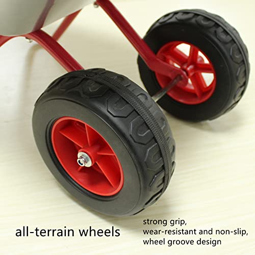 Kids Metal Wheelbarrow 2 Wheel Children Wheelbarrow for Kids(Silver) - color: Silver